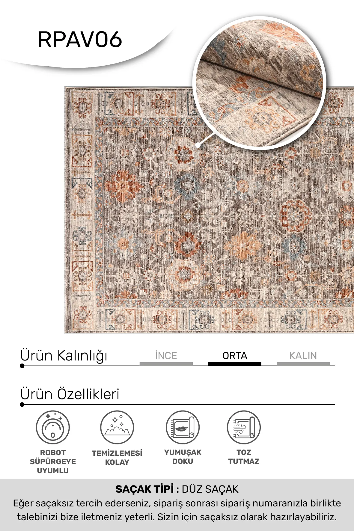 AVEN -Renkli -Oturma Odası,Salon- Robot Süpürgeye Uyumlu -Kolay Temizlenebilir