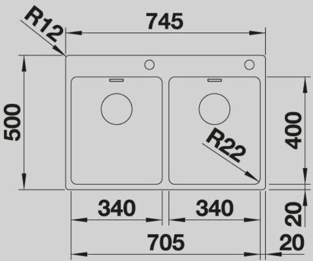 Blanco -  Andano 340/340-IF/A - Push Sifon Kontrol - Paslanmaz Çelik Eviye