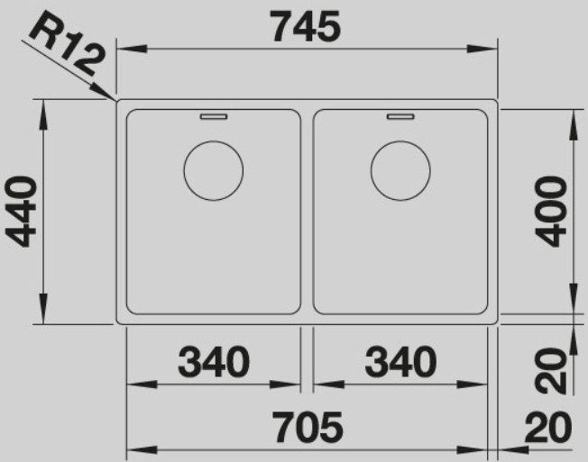 Blanco -  Andano 340/340-U - Sifon Gider - Paslanmaz Çelik Eviye