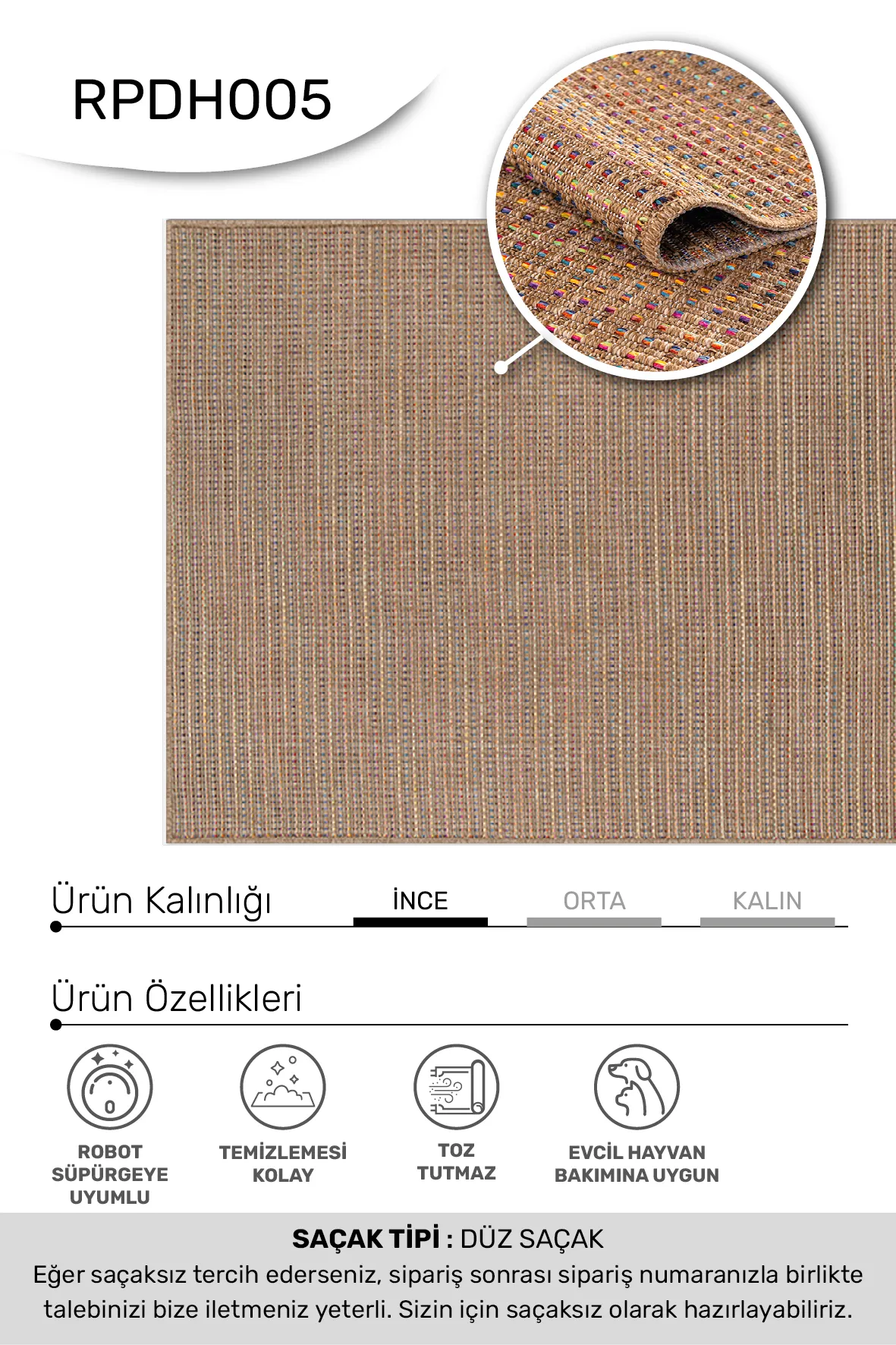 DAFNE-Kahve/mavi,sarı,turuncu- Özel Ölçü-Mutfak, Koridor-Kaydırmaz Taban-Robot Süpürgeye Uyumlu-Kolay Temizlenebilir-Uygun Fiyat