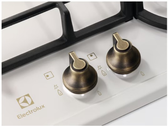 Electrolux - 60 cm Gazlı Döküm Izgaralı WOK Rococo Krem Emaye Rustik Ankastre Ocak