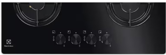 Electrolux - 60 cm Gazlı Emaye Izgaralı Siyah Cam Ankastre Ocak