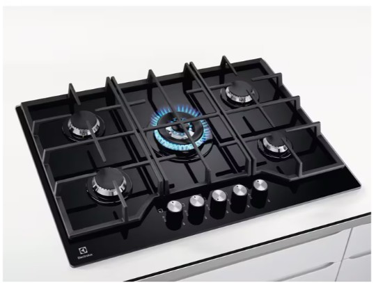 Electrolux - StepPower 75 cm Gazlı Döküm Izgaralı WOK Siyah Cam Ankastre Ocak
