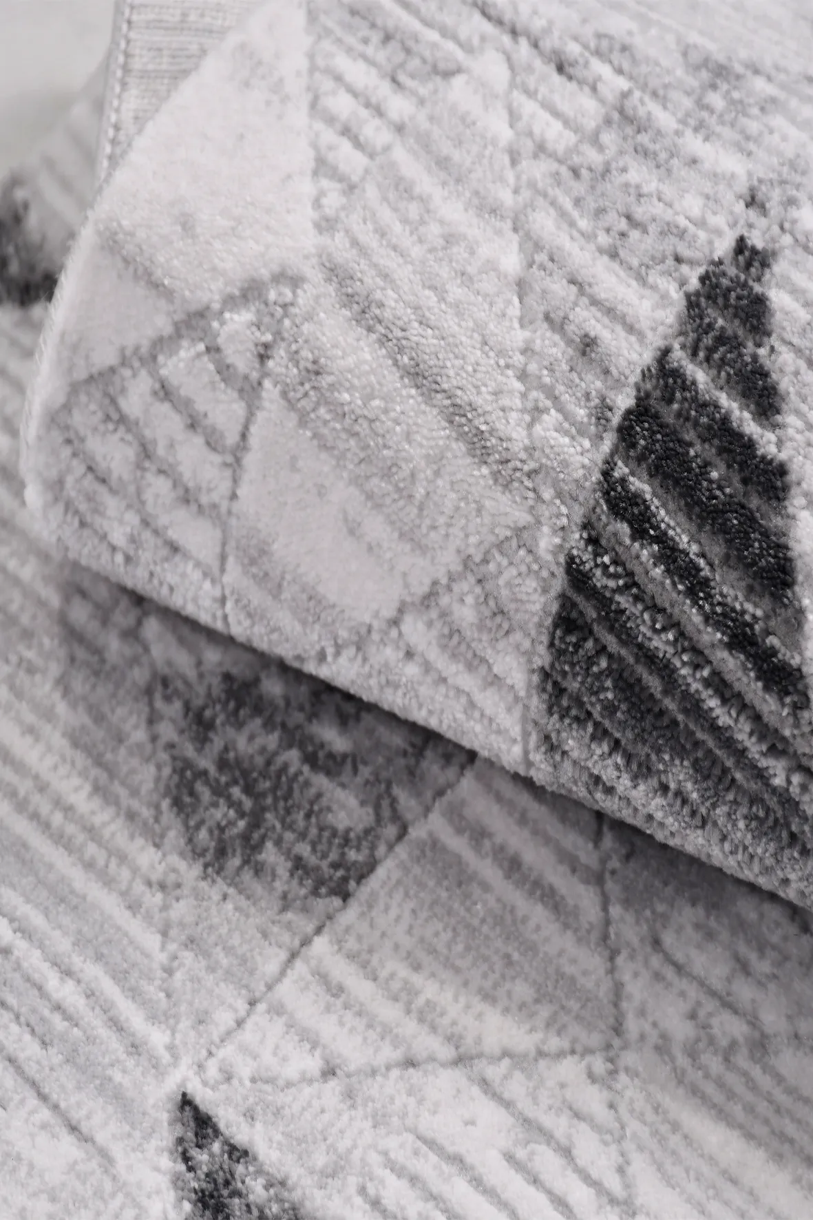 JALURA-Gri/Siyah- Özel Ölçü-Salon,Oturma Odası, Koridor Halısı-Robot Süpürgeye Uyumlu-Kolay Temizlenebilir-Uygun Fiyat