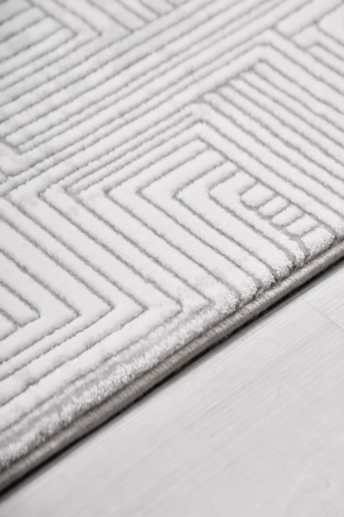 MACCA-Beyaz/Gri- Özel Ölçü-Salon,Oturma Odası ve Koridor Halısı-Robot Süpürgeye Uyumlu-Kolay Temizlenebilir-Uygun Fiyat