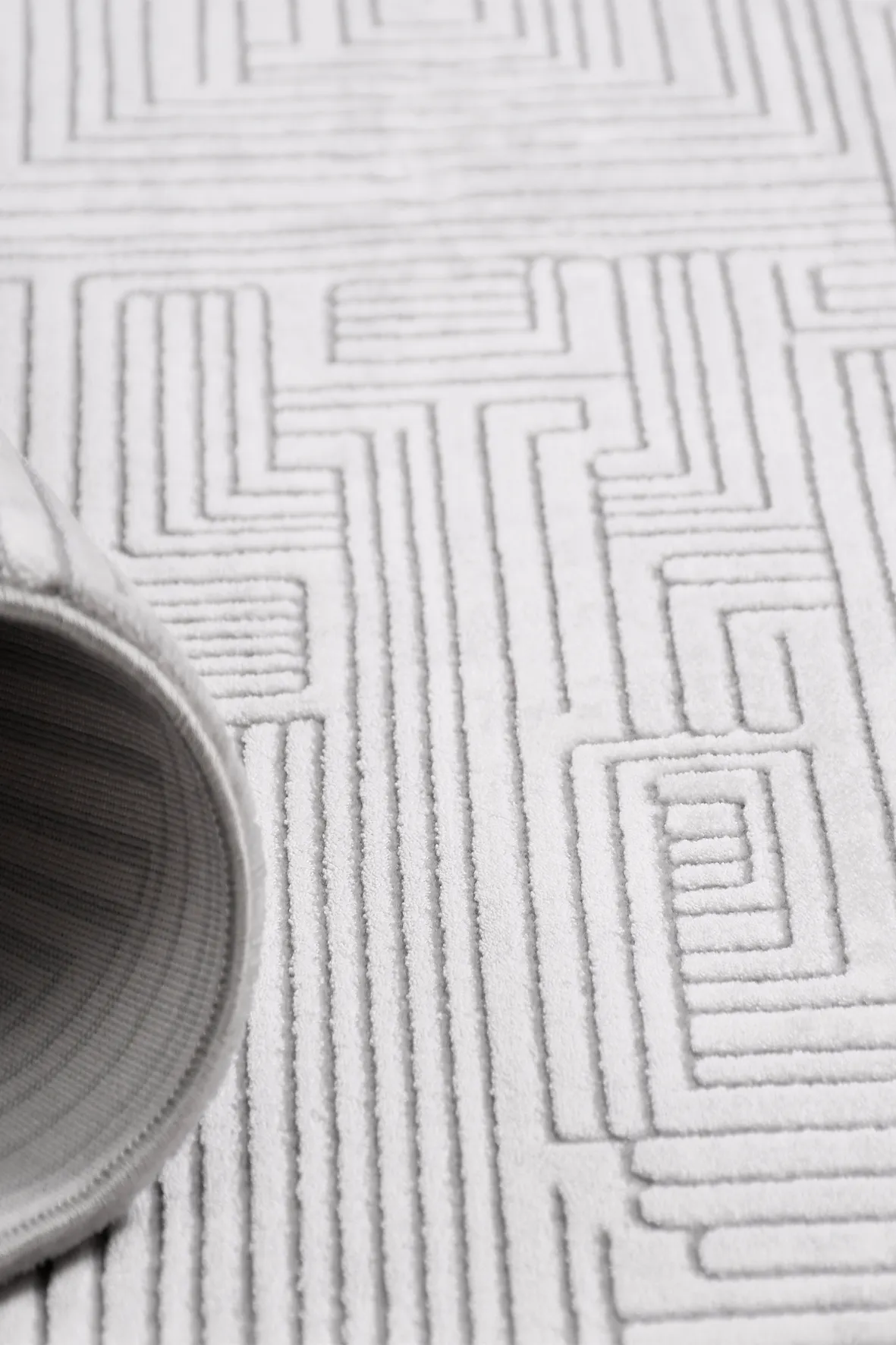 MACCA-Beyaz/Gri- Özel Ölçü-Salon,Oturma Odası ve Koridor Halısı-Robot Süpürgeye Uyumlu-Kolay Temizlenebilir-Uygun Fiyat