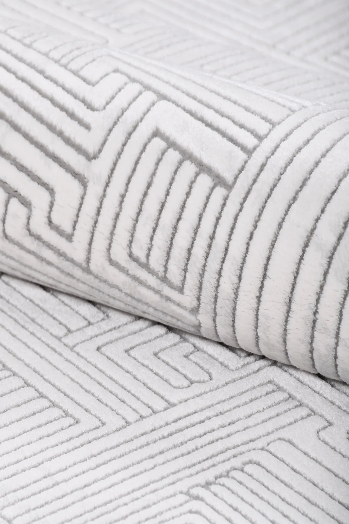 MACCA-Beyaz/Gri- Özel Ölçü-Salon,Oturma Odası ve Koridor Halısı-Robot Süpürgeye Uyumlu-Kolay Temizlenebilir-Uygun Fiyat