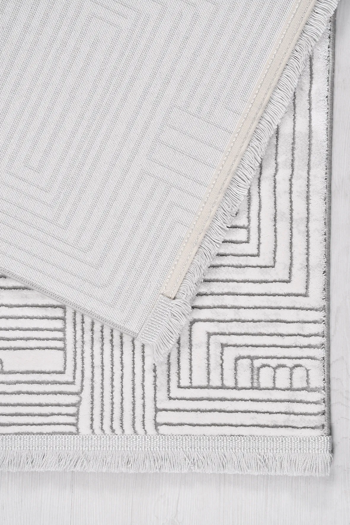 MACCA-Beyaz/Gri- Özel Ölçü-Salon,Oturma Odası ve Koridor Halısı-Robot Süpürgeye Uyumlu-Kolay Temizlenebilir-Uygun Fiyat