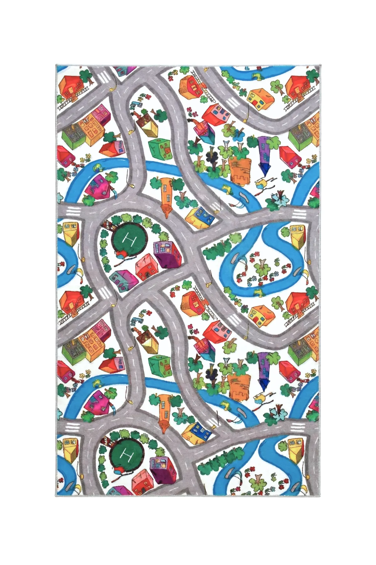 RugKids Halı -Trafik Desenli -Silinebilir-Kolay Temizlenir- Kaymaz Tabanlı - Özel Ölçü