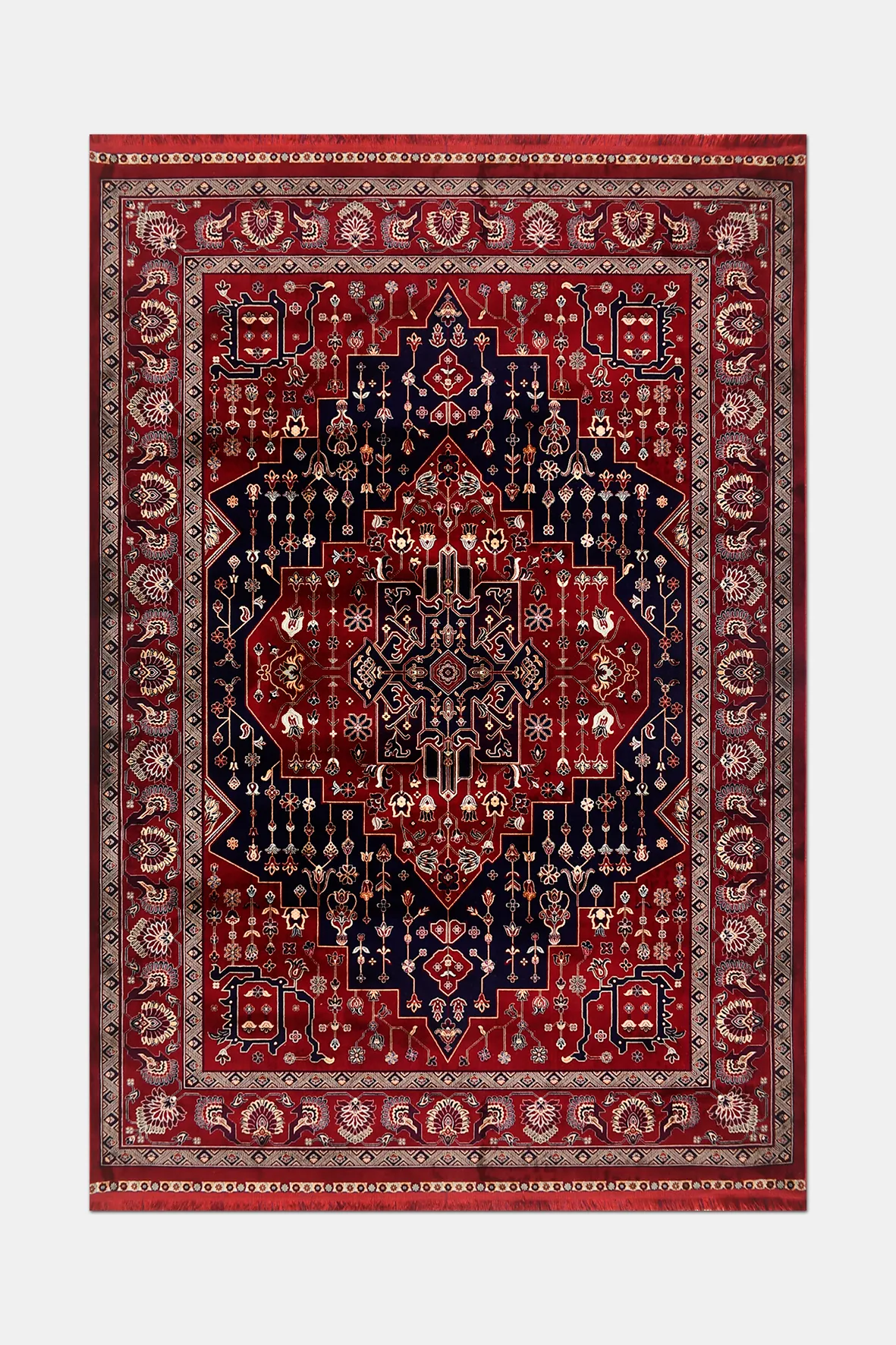 TALYA- Kırmızı / Lacivert - Sabit Ölçü- Oturma Odası,Salon - Robot Süpürgeye Uyumlu-Kolay Temizlenebilir