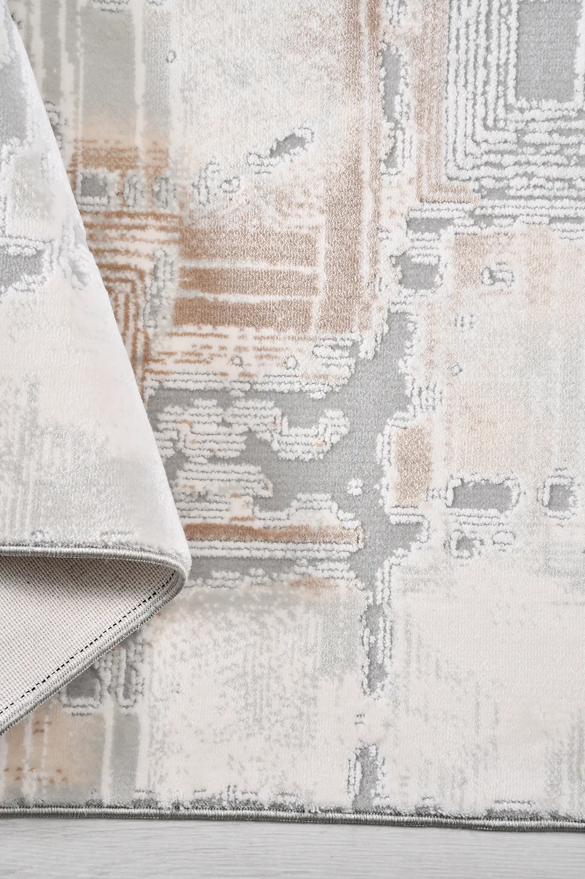 VALORİA-Krem/Kahve  - Özel Ölçü-Salon,Oturma Odası ve Koridor Halısı-Robot Süpürgeye Uyumlu-Kolay Temizlenebilir-Uygun Fiyat